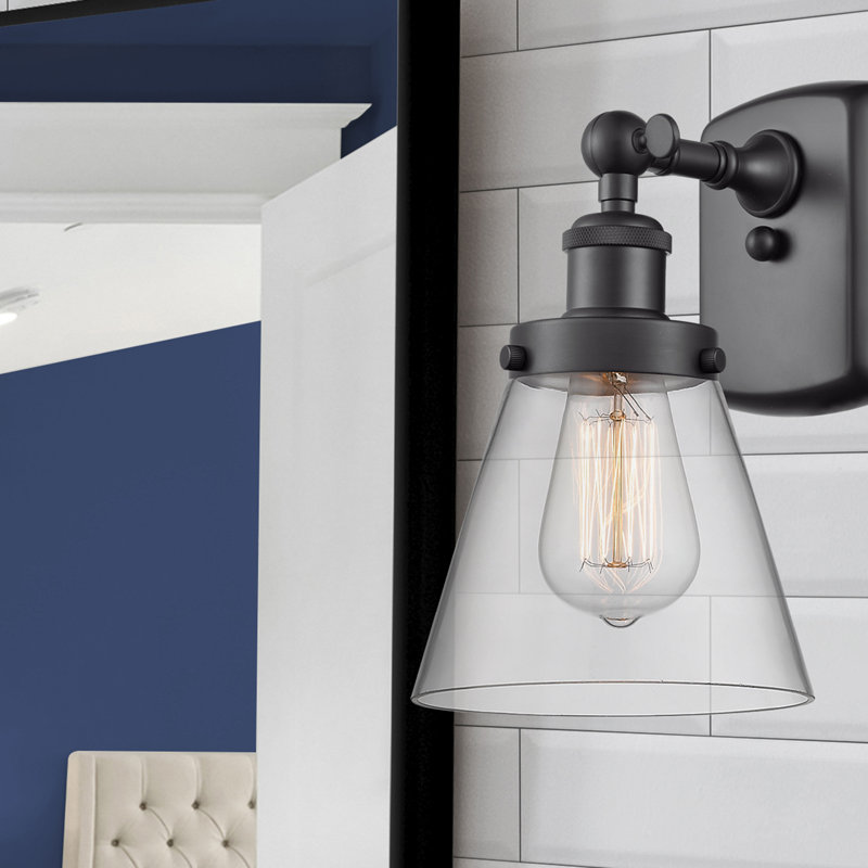 Applique murale 1 lumière 6 "Ballston Urban Cone, Clair, DEL, Blanc / chrome poli