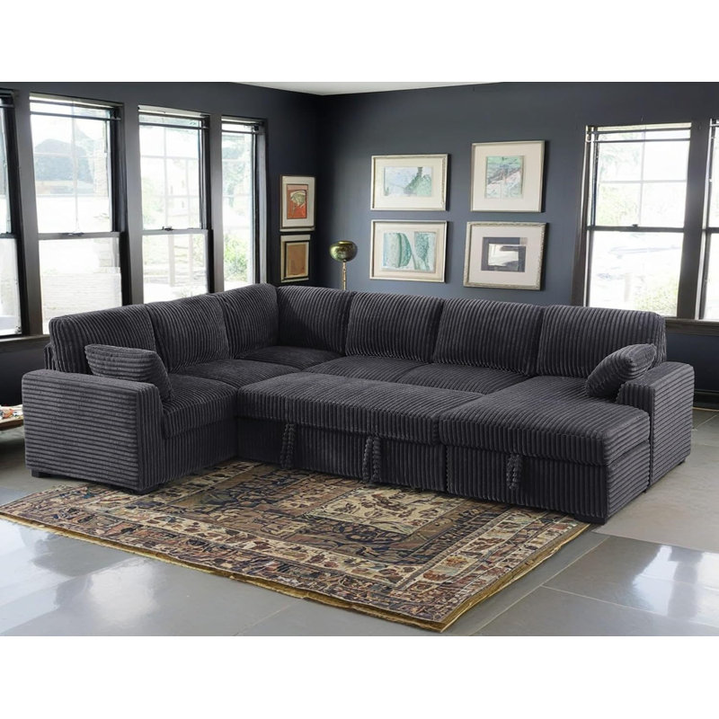 Oversized U-Shaped Sectional Sofa Bed with Storage Chaise
