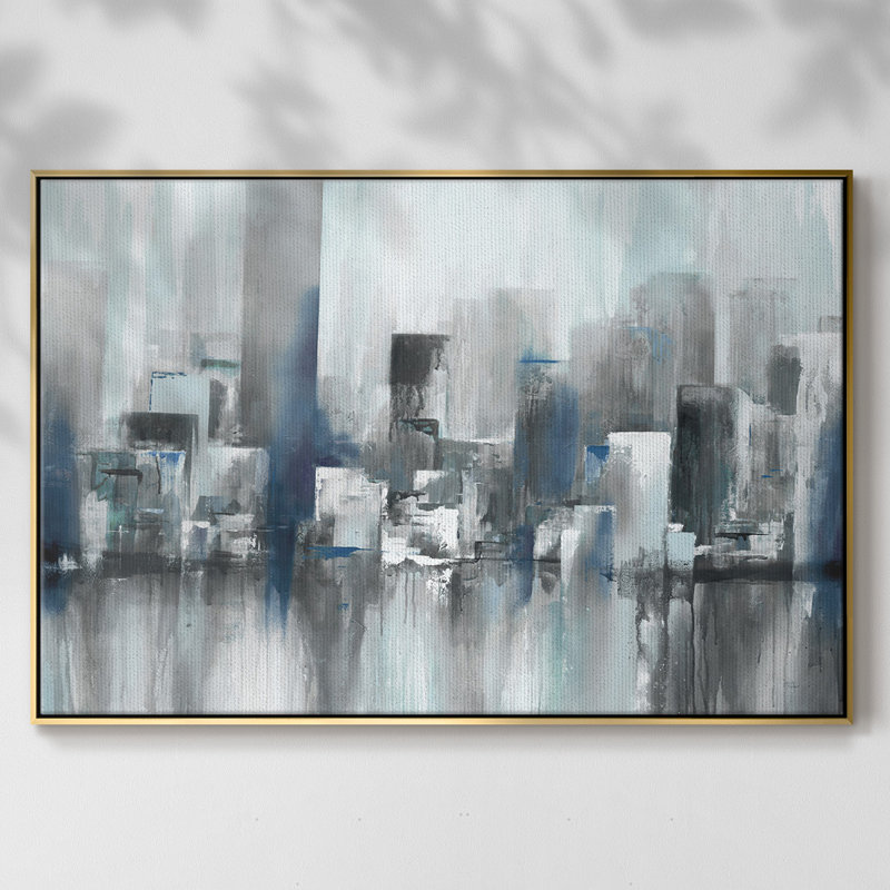 Cityscape In Blues, reproduction d'art sur toile, H 17 po x l 25 po x P 2 po, Or