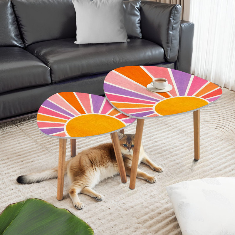 Ensemble de 2 tables basses gigognes Triangle Sunburst