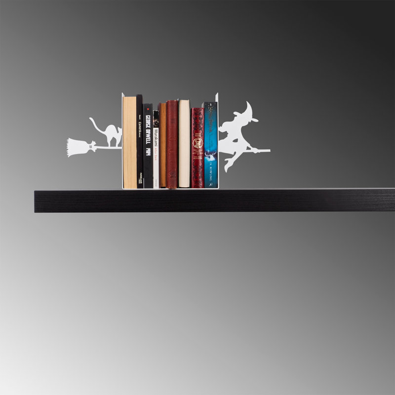 Serre-livres en métal robuste, blanc, 21,7 po x 6,3 po x 8,7 po | Fabrication 100% métal, épaisseur: 0,05 pouce | Conception élégante pour la maison et le bureau, garde les livres organisés et droits, solution durable et élégante