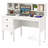White Computer Desk with Hutch, Writing Desk with 2 Drawers for  Bedroom Home Office-833395768