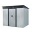 Rangement extérieur en métal de 8 pi x 6 pi avec portes coulissantes verrouillables et plaque transparente pour le jardin et la pelouse-124385848