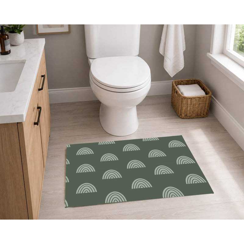 Tapis de toilette rectangulaire antidérapant absorbant Bows Match, Light Blue, Ivory