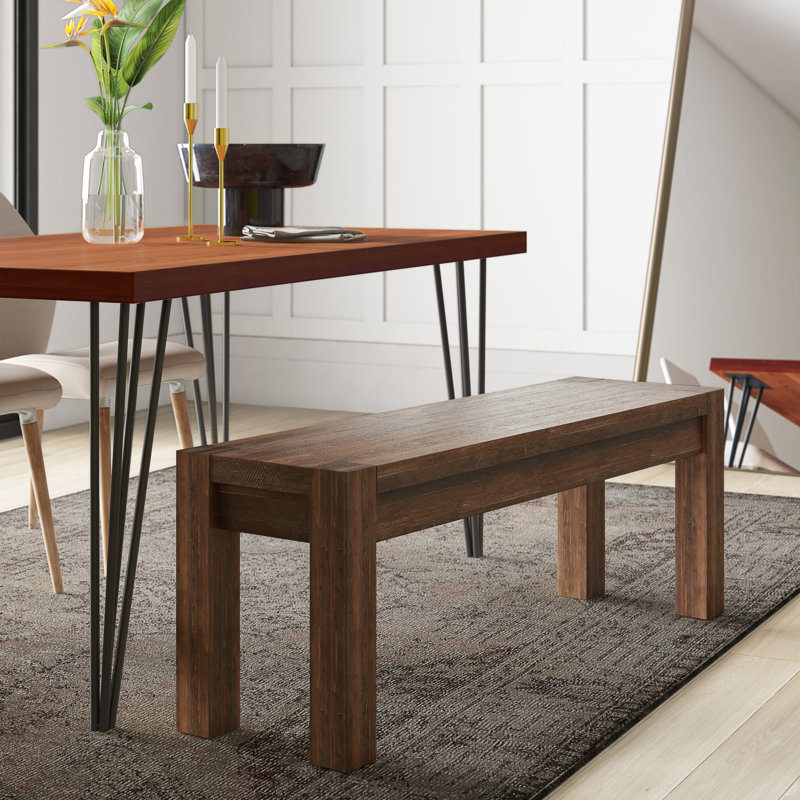 Banc en bois massif Kaicey, Brun brique