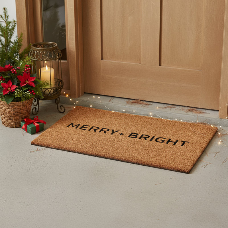 Paillasson 17 po x 29 po brun et noir Merry and Bright