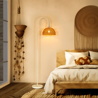 Aarzo 62" Arched/Arc Rattan Floor Lamp (Set of 2)