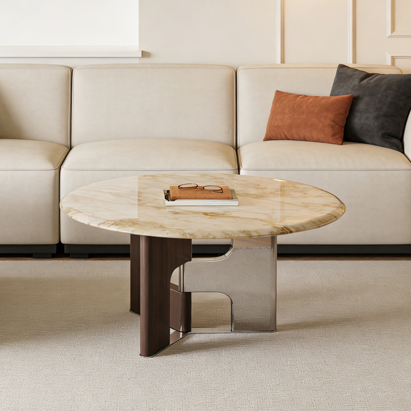 Table basse Luxury, H 15,7 po x l 31,5 po x P 31,5 po, Blanc / Doré