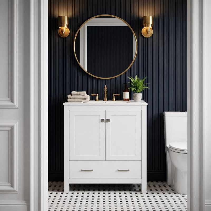 Meuble-lavabo de 30 po avec comptoir en céramique, Blanc, 30 po L 34 po X P 18,3 po