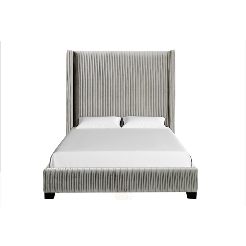 Grand lit tapissier, Gris clair, Grand lit
