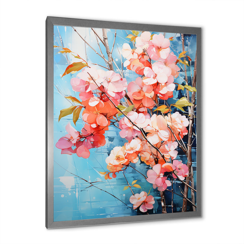Coral Dreams I - Flowers, impression d'art mural, H 20 po x l 12 po x P 1 po, Cadre simple argenté
