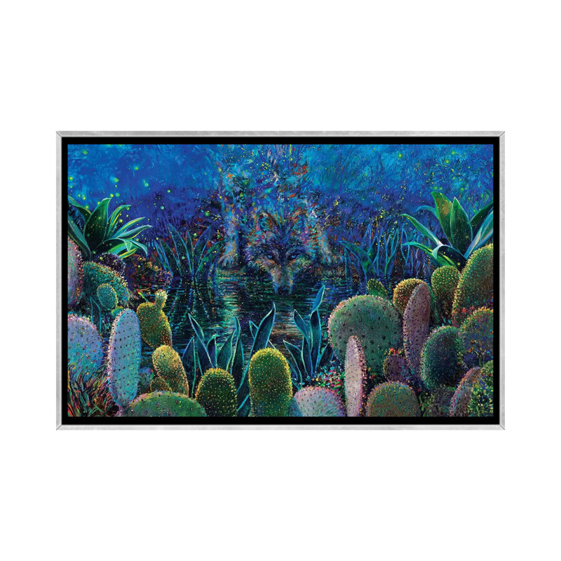 "Lobo Sirocco" par Iris Scott, reproduction d’art, H 40 po x l 60 po x 1,5 po, Toile avec cadre argenté, Pas de tapis