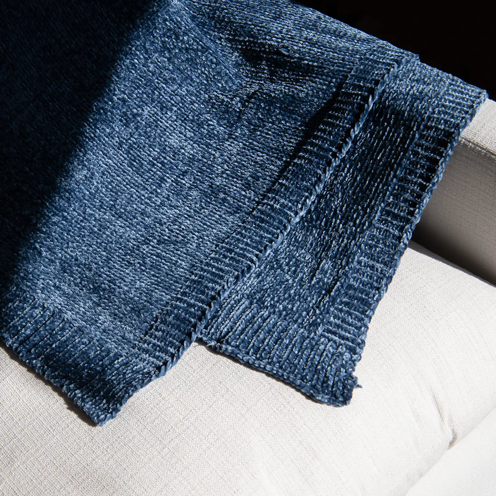 Caspian Knitted Blanket, Navy