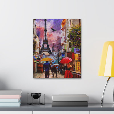 Paris Romantic Couple Red Umbrella Eiffel Tower France Canvas Artwork Breathtaking French City -  Winston Porter, 2DCE1592574E48FDB524A7D7A6583975