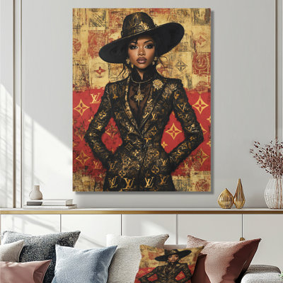 Strike A Pose Dark Skin Woman - Fashion Girl Power Wall Art Print