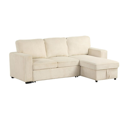 92.6" W Contemporary Sectional, Beige