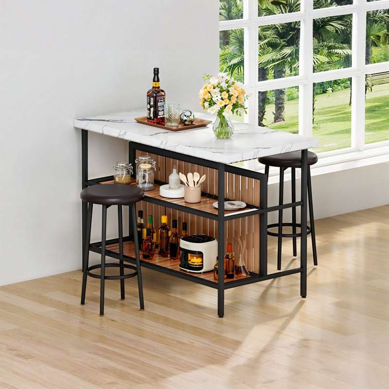 Zurek 47.24 " W Kitchen Island Set, White