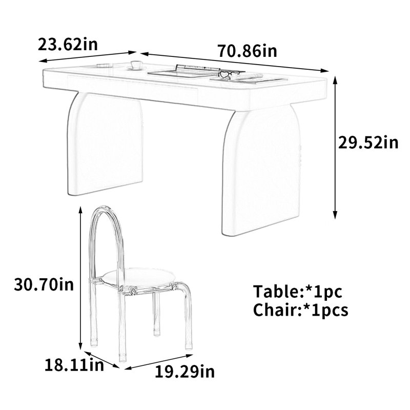Philicity, 29.52" H x 70.86" W x 23.62" D