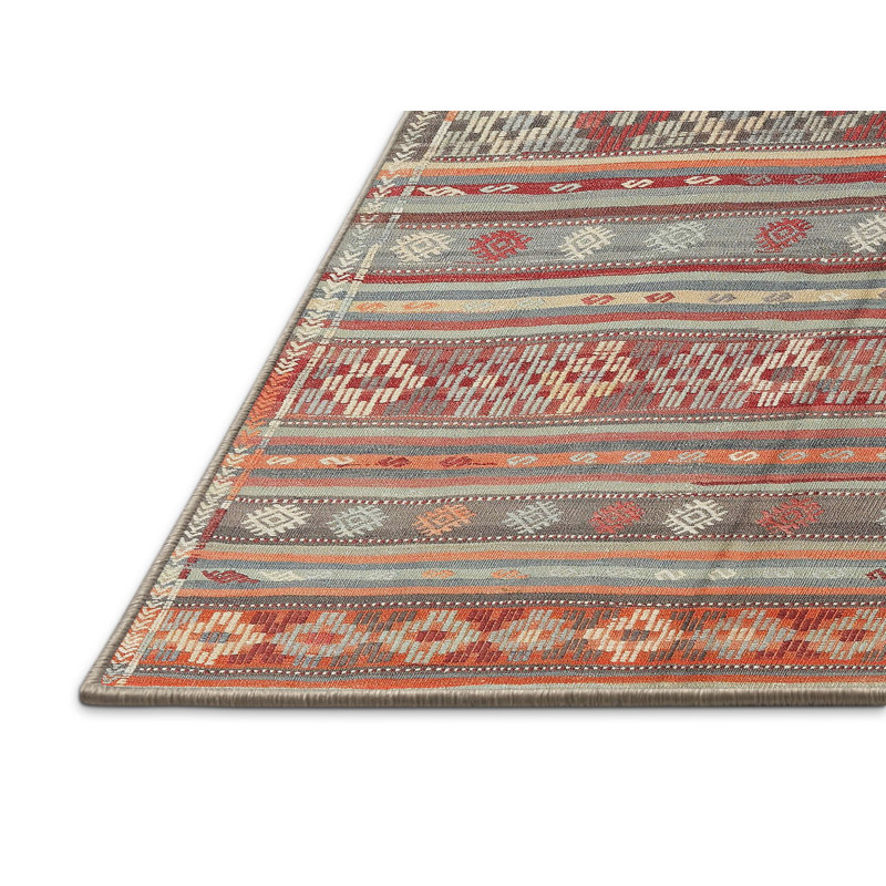 Tapis traditionnel rouge/gris/beige area Borovno, Rectangle 4 pi x 6 pi