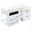 Lit mezzanine simple avec bureau à roulettes, tablette et tiroirs