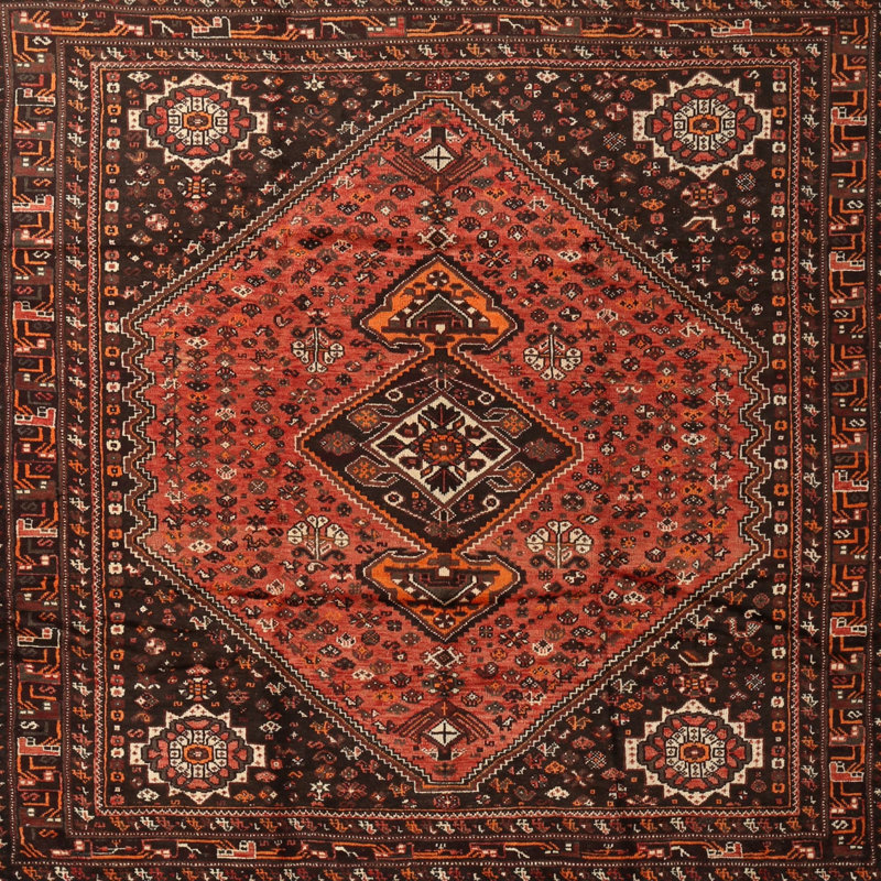 Tapis orange Southwestern, Carré 3 pi