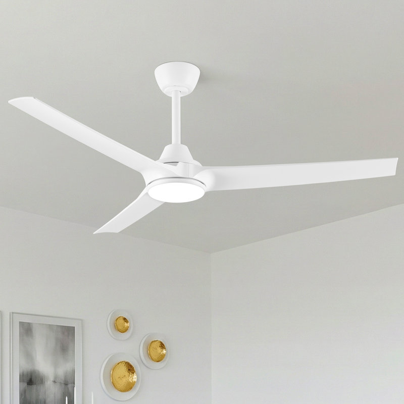 Ceiling Fan With Led Light, 132 Cm Diameter, Matte White, 6 Speed Settings, Dimmable