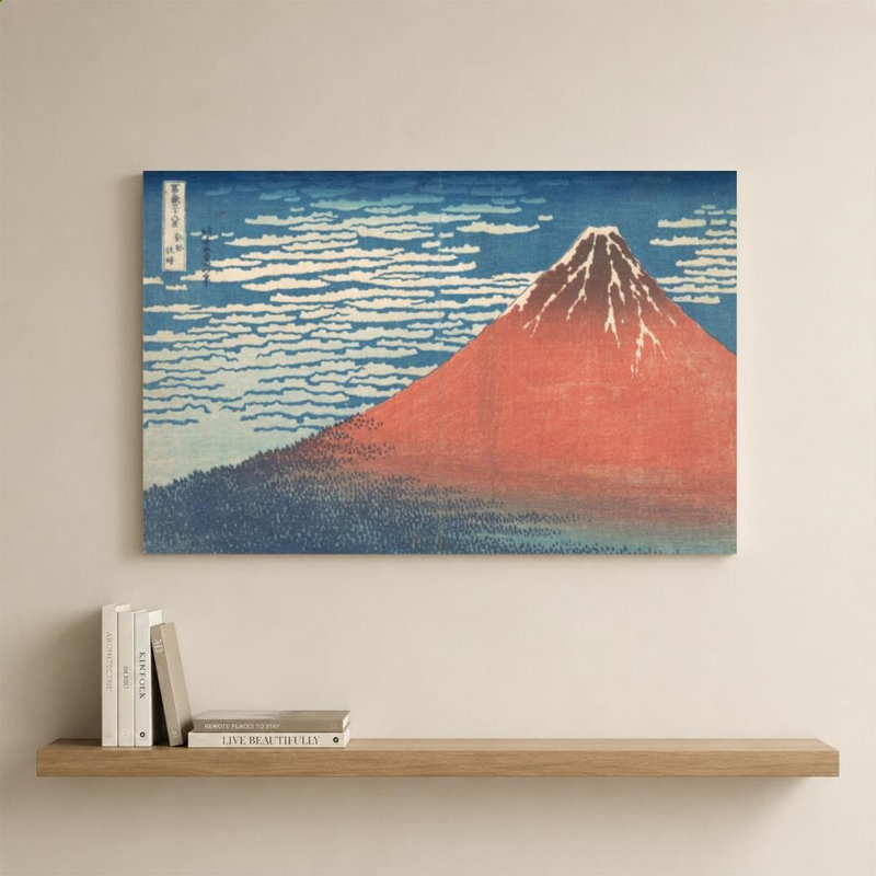 «South Wind, Clear Sky (Red Fuji)» par Katsushika Hokusai - impression sur toile, 24" H x 36" W, Wrapped Canvas