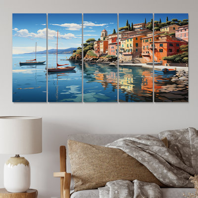 «Italy Portofino», impression sur toile 5 pièces