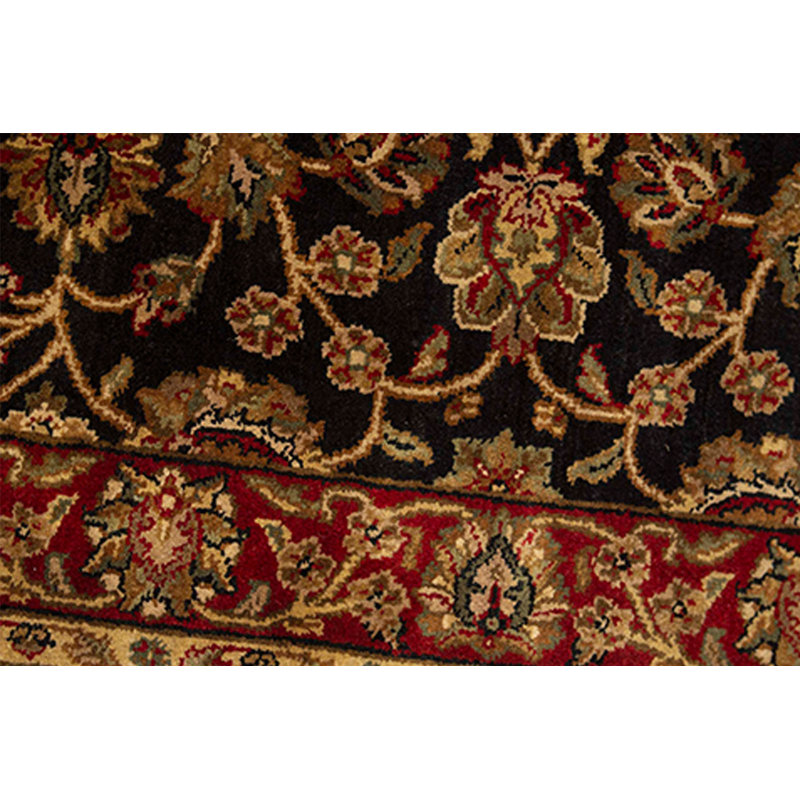Hand-Knotted High-Quality Black and Red Area Rug