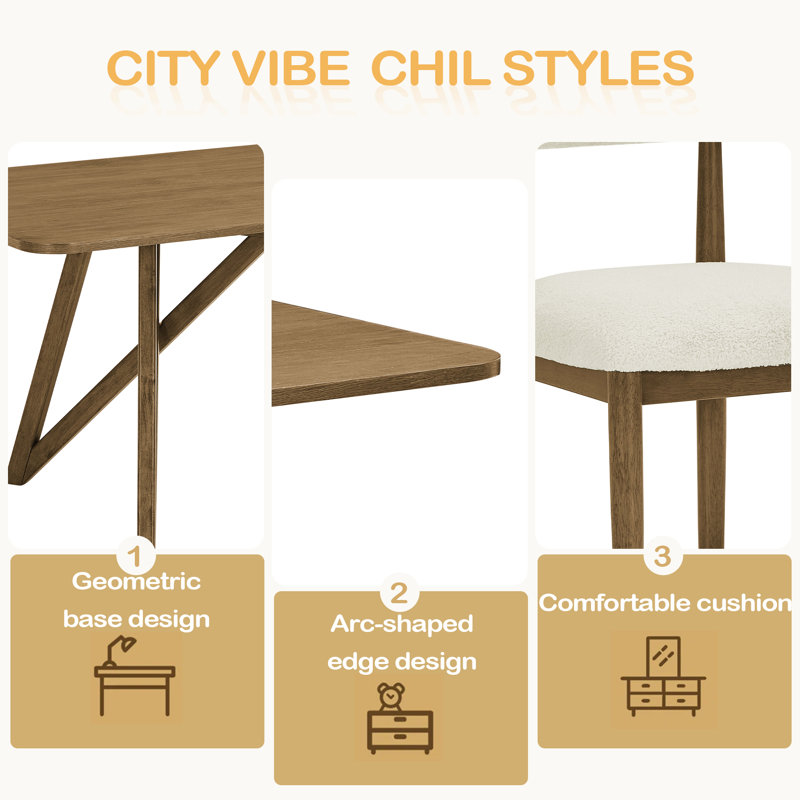 Ensemble de salle à manger 5 pièces, Ensemble de cinq pièces : table, quatre chaises