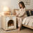 Solid Pet House For Small Cats, Functioning As Side Table, Cream White, American Design Yellow, Scandinavian Casual
