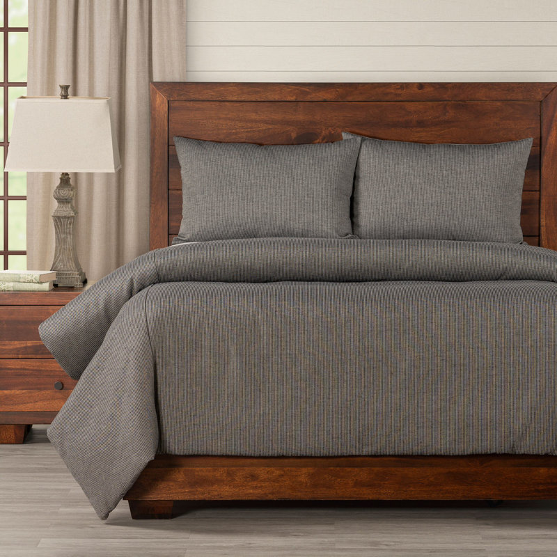 Smithsonian Redeem Stripe Eco-friendly Duvet Cover Set, Black, King Duvet Cover + 2 King Shams