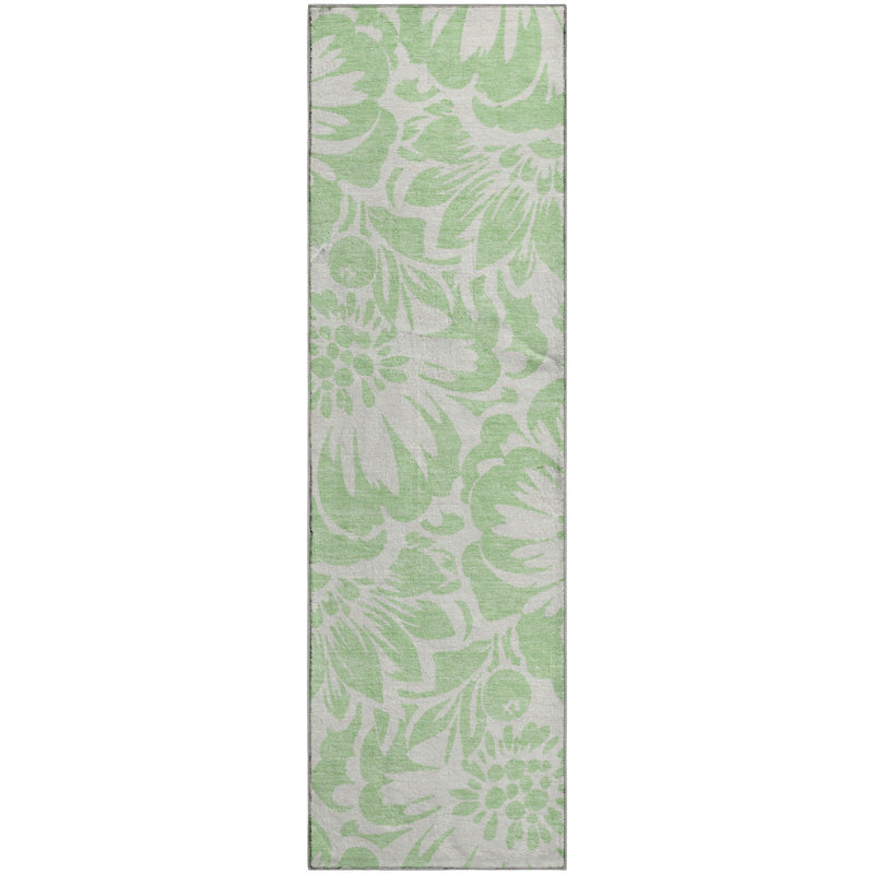 Premium Machine Washable Cerrito AMF551 Mint Rug, Runner 2'3" x 7'6"