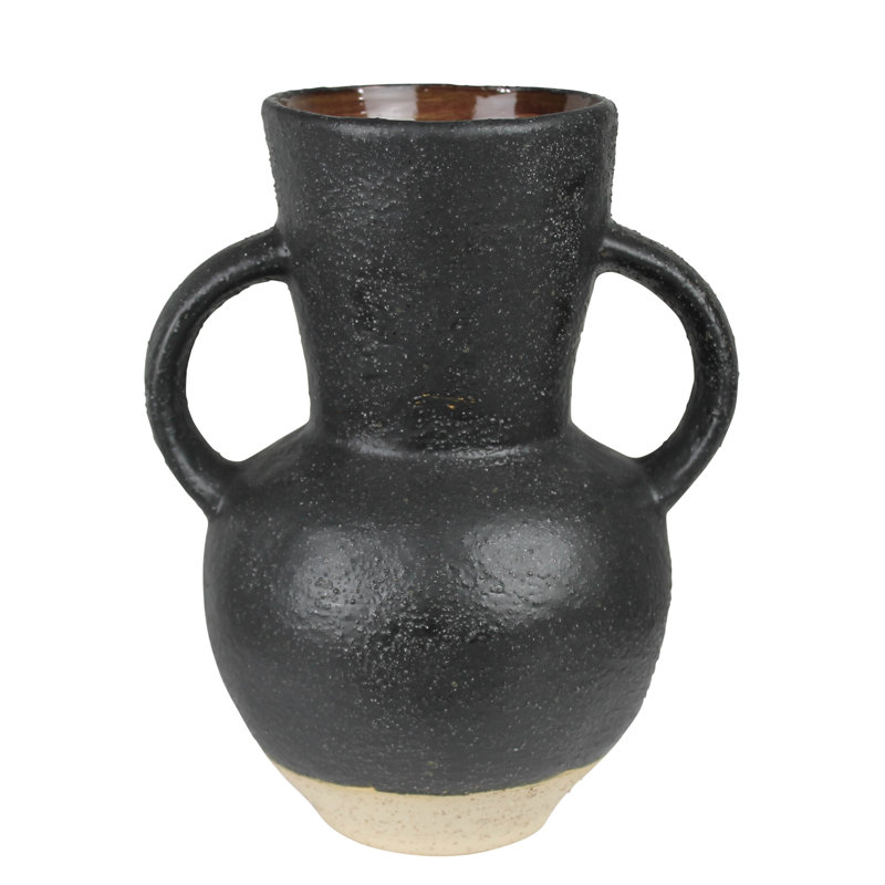 Vase Umbria avec grandes poignées, céramique, noir