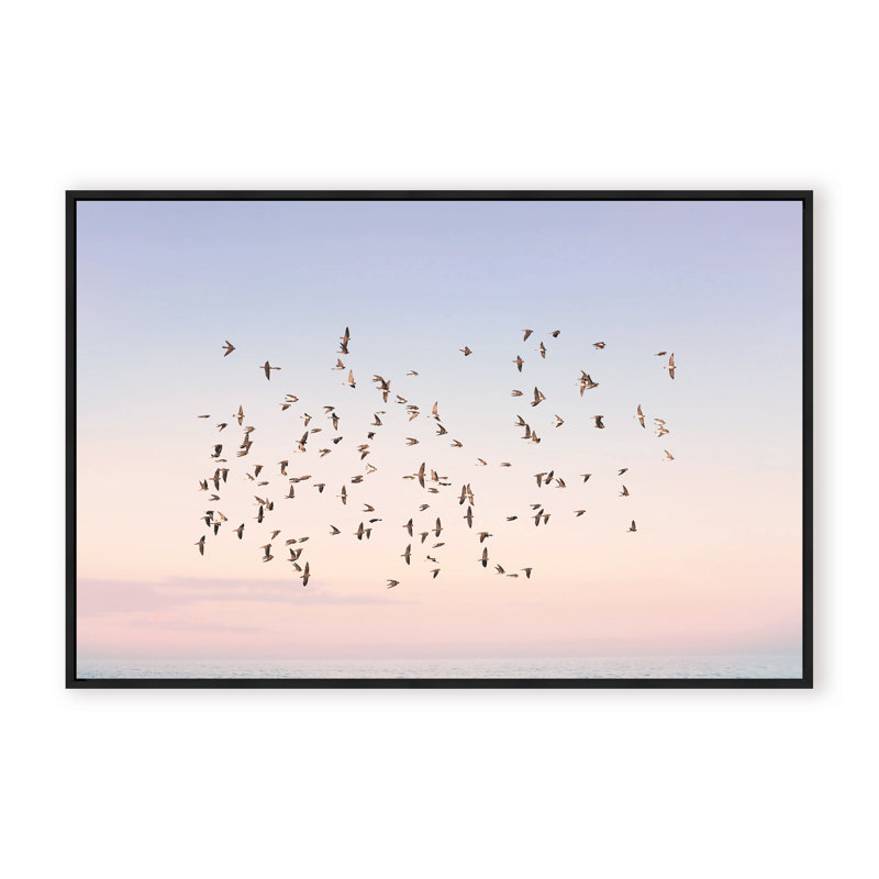 Nature Inspired Sunset Flight by  - Picture Frame Photograph on Paper, Framed Canvas, 16" H x 24" W x 2.375" D, Gold