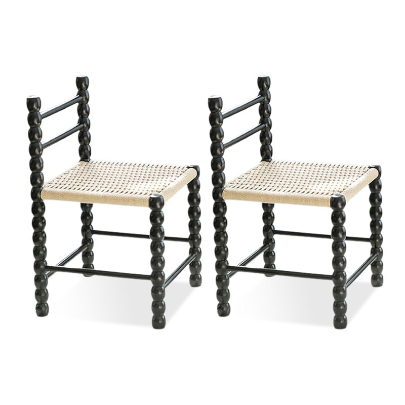 Chaise d'appoint moderne à dossier solide noir (ensemble de 2), Noir