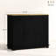 Armoire-penderie - Comptoir en bois massif, 3 tiroirs, portes, tablette ajustable noir patiné pour rangement de vêtements