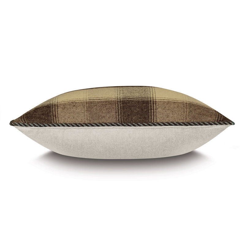 Highland Wool Square Pillow Cover & Insert, Square 20", Brown/Beige Plaid
