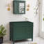 Armoire de meuble-lavabo moderne 36 po sans lavabo, structure en bois massif vert avec 2 tiroirs, tiroir coulissant et porte d'armoire, rangement autoportant pour les essentiels de salle de bain-192603106