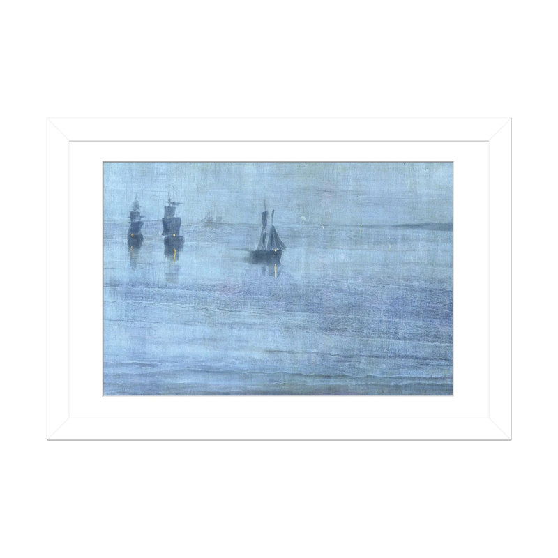 Nocturne le solent - reproduction d'art murale - papier d'art encadré, 16 po x 24 po, Papier encadré, Blanc