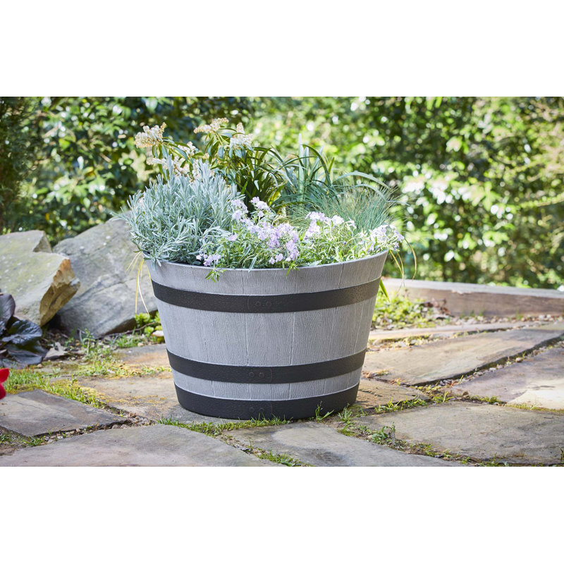 Jibril Barrel Planter, Birchwood, 13" H x 22.2" W x 22.2" D