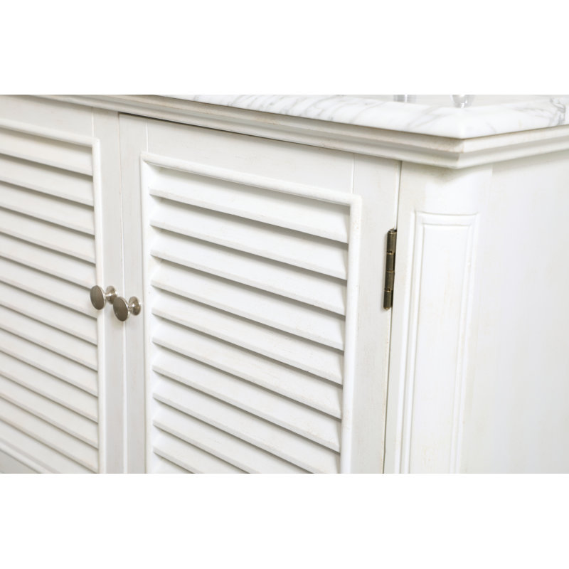 Hansford 36'' Single Bathroom Vanity with Marble Top, White