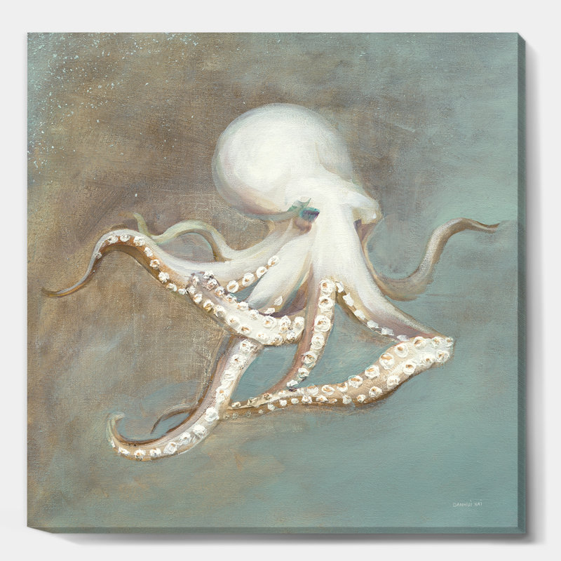 «Animal Octopus Treasures from Sea», peinture sur toile - Octopus Treasures, H 46 po x l 46 po x P 1,5 po