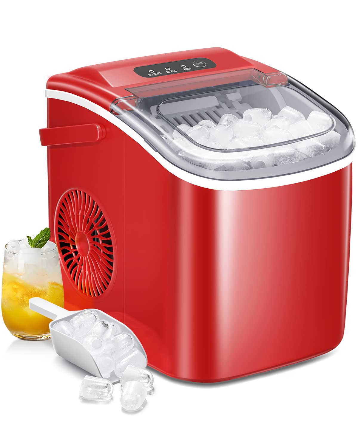 Newair Countertop Ice Maker Machine 28 lbs. of Ice in 24 Hours, Portable  Design in Red with 3 Bullet Ice Cube Sizes, Convenient Rapid Ice  Production