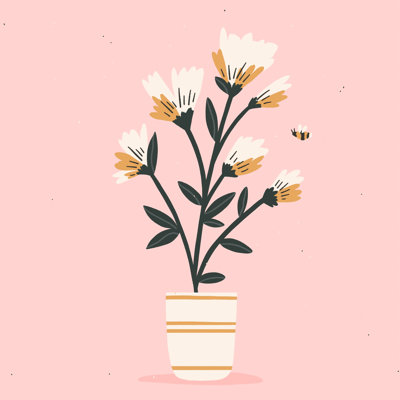 «Bumble Bee Flowers Pink» par Charly Clements - impression sur toile tendue