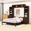 Grand lit escamotable en bois avec tablettes de rangement-224888323