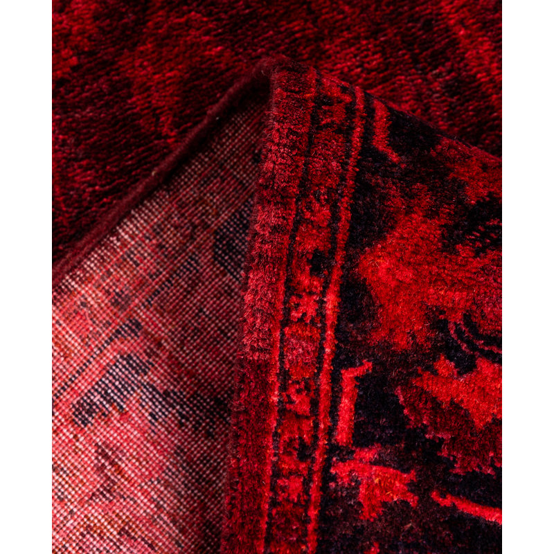 Overdyed Hand-Knotted Wool Modern-Contemporary Red Area Rug 3' 3" x 5' 5"