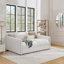 Lit de jour double avec canapé-lit tapissier, avec rayures verticales, tissu en lin, beige (82,5 po x 58 po x 30 po)-1448450203-1448450213