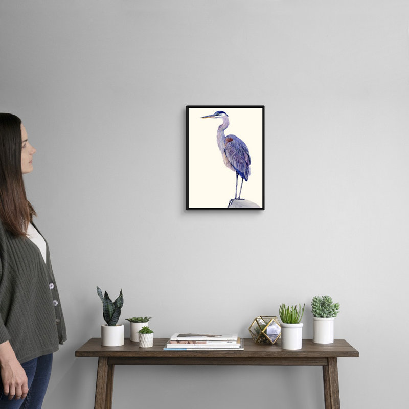 «Heron Study I», art mural sur toile, H 18 po x l 14 po x P 2 po, Toile encadrée noire