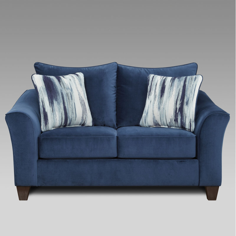 Rabelais Flared Arm Sofa, Blue, 39" H x 68" W x 38" D